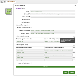 Configure OAuth2 account