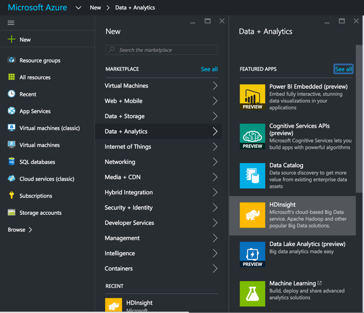 Cluster HDInsight depuis le portail Azure