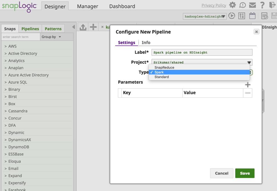 Registrieren der Spark-Pipeline