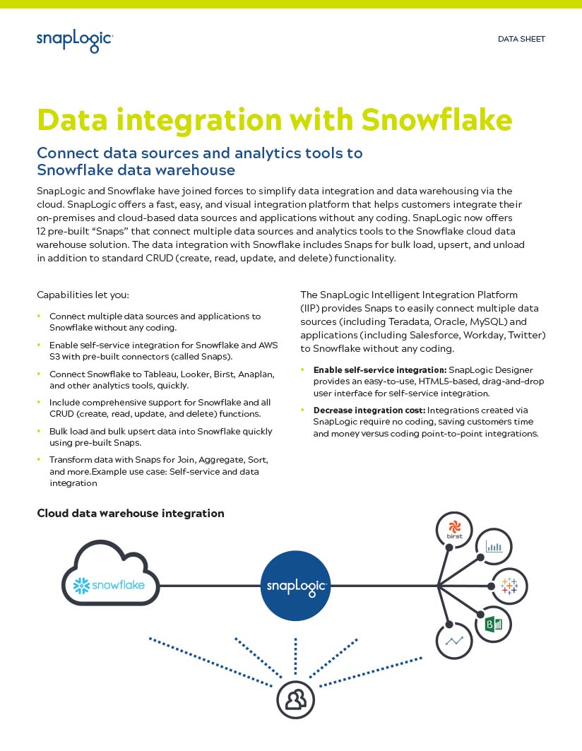 Data integration with Snowflake data sheet thumbnail