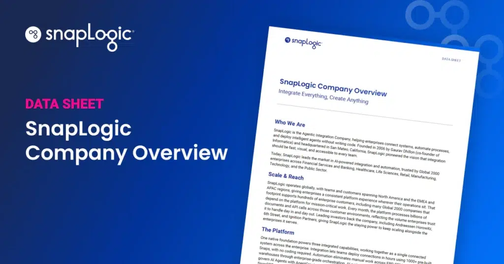 SnapLogic Company Overview data sheet feature