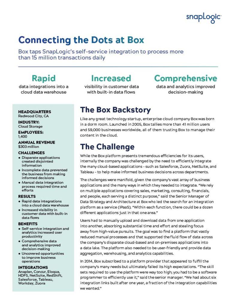 Connecting the dots at box case study