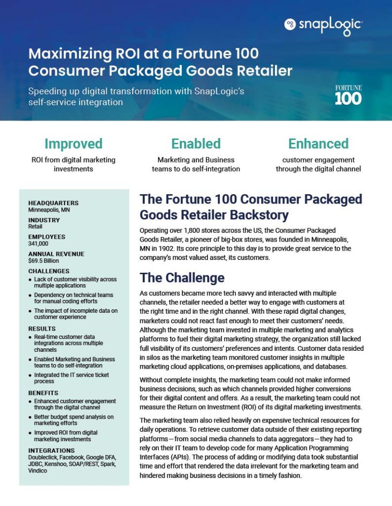 Maximizing ROI at a Fortune 100 Consumer Packaged Goods Retailer case study