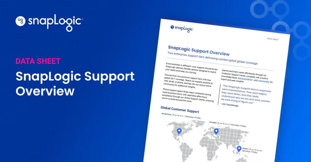 SnapLogic Support Overview Data Sheet feature