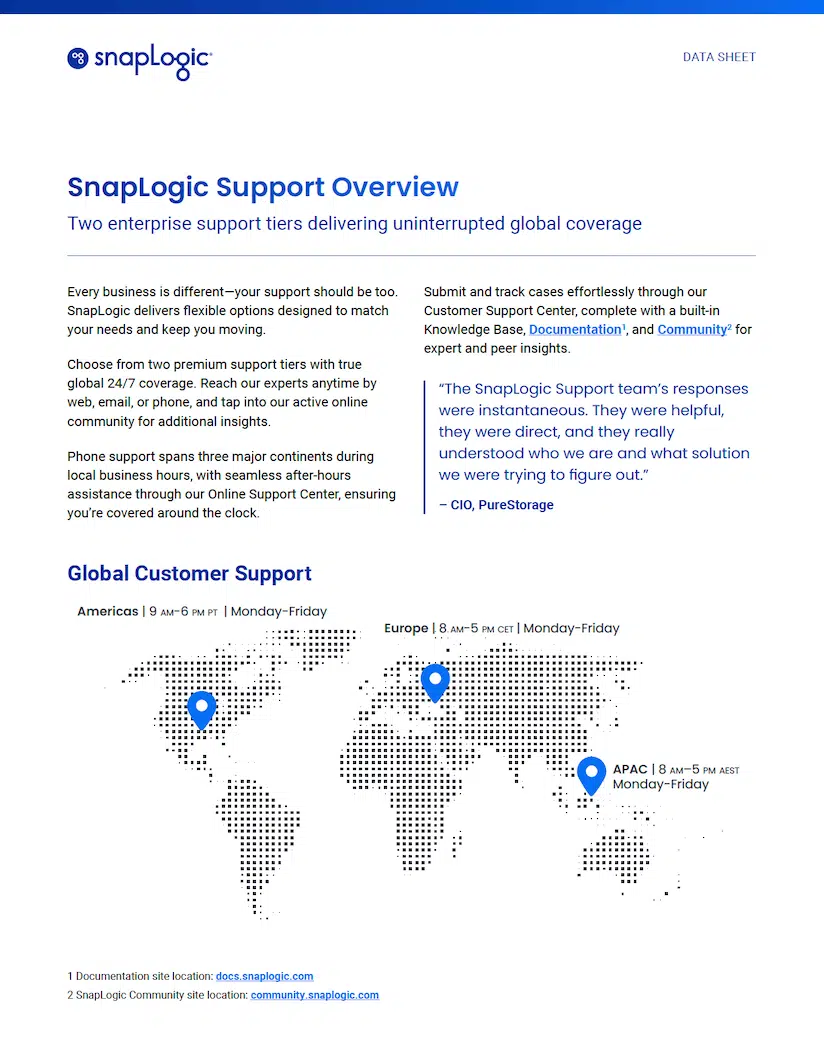 SnapLogic Support Overview Data Sheet thumbnail