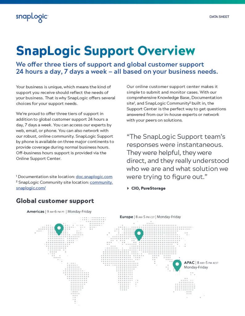 SnapLogic Support Overview data sheet thumbnail