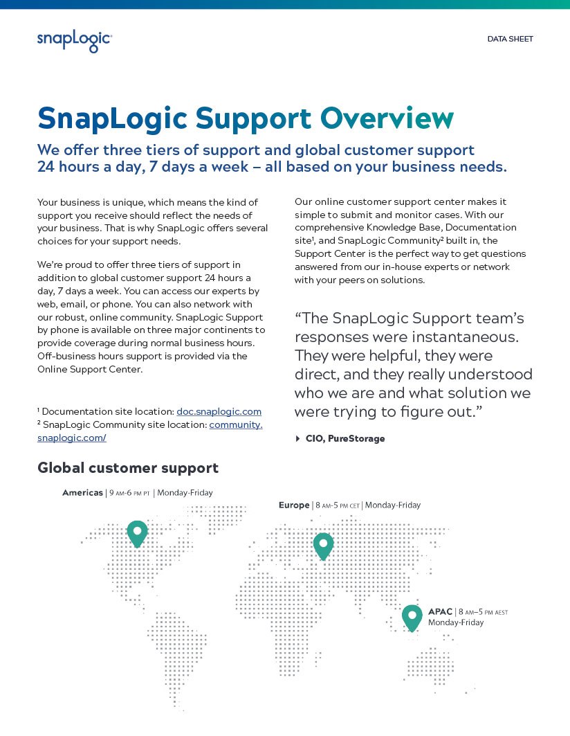 SnapLogic Support Overview data sheet thumbnail