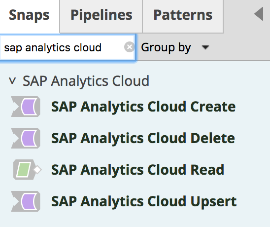 Auswahlmöglichkeiten für SAP Analytics Snap Pack