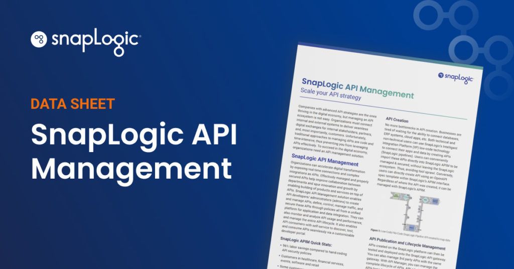 SnapLogic API Management data sheet feature