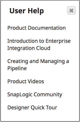 A list of the product resources that new and advanced users have access to within the SnapLogic platform. 