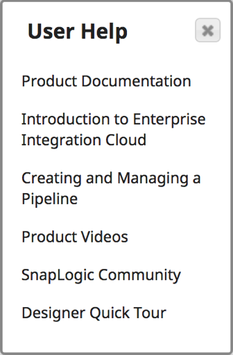 Eine Liste der Produktressourcen, auf die neue und fortgeschrittene Benutzer innerhalb der SnapLogic-Plattform Zugriff haben. 