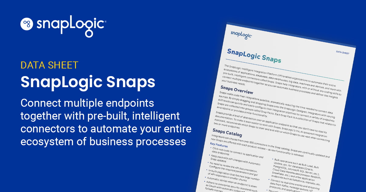 Snaps Overview Data Sheet | SnapLogic
