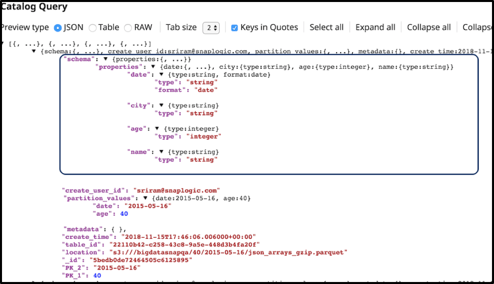 Catalog Query Metadata SnapLogic Data Catalog