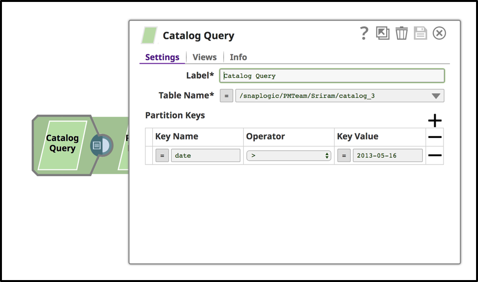 Data Catalog Query Settings Dashboard in SnapLogic Data Catalog