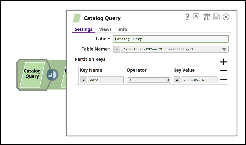 Datenkatalog-Abfrageeinstellungen Dashboard im SnapLogic-Datenkatalog