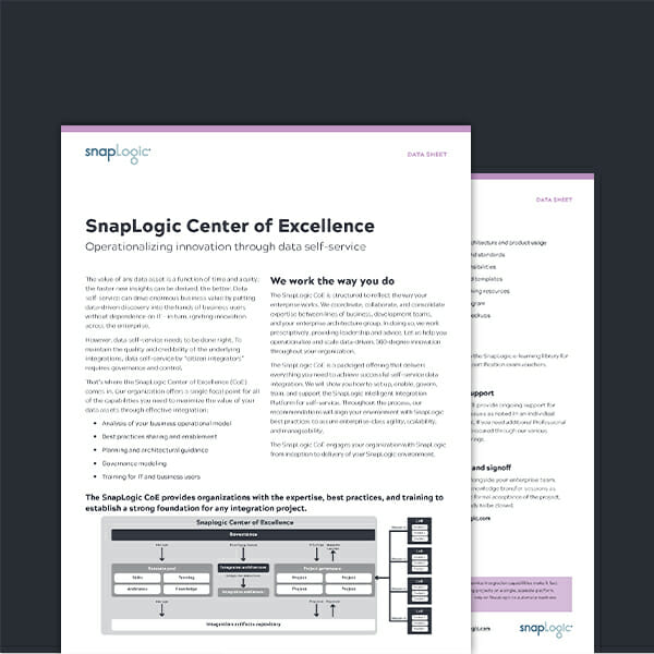 SnapLogic Center of Excellence Data sheet
