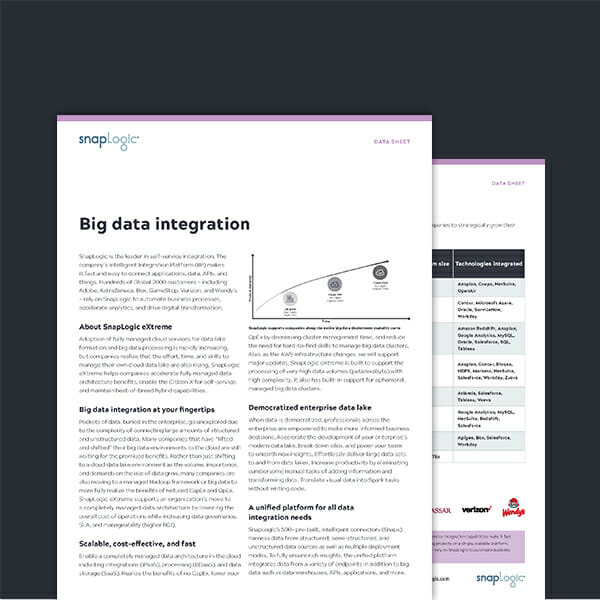 SnapLogic Big Data Integration Data Sheet