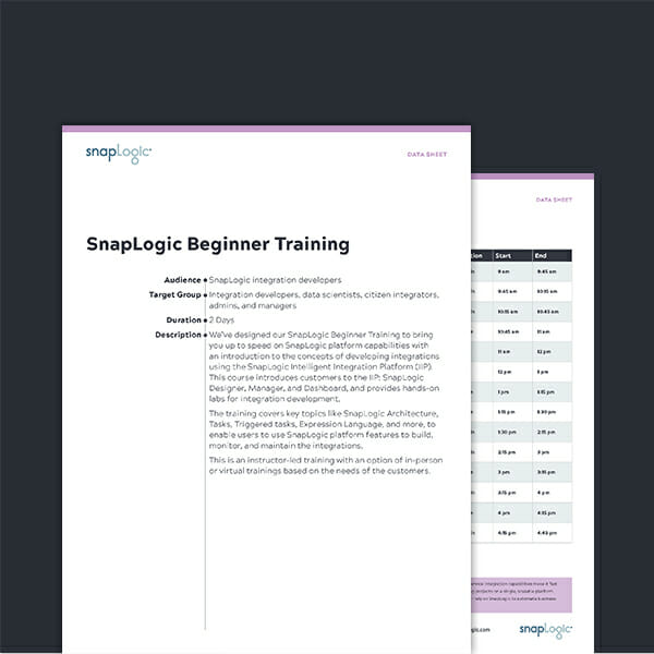 SnapLogic Beginner Training Data Sheet