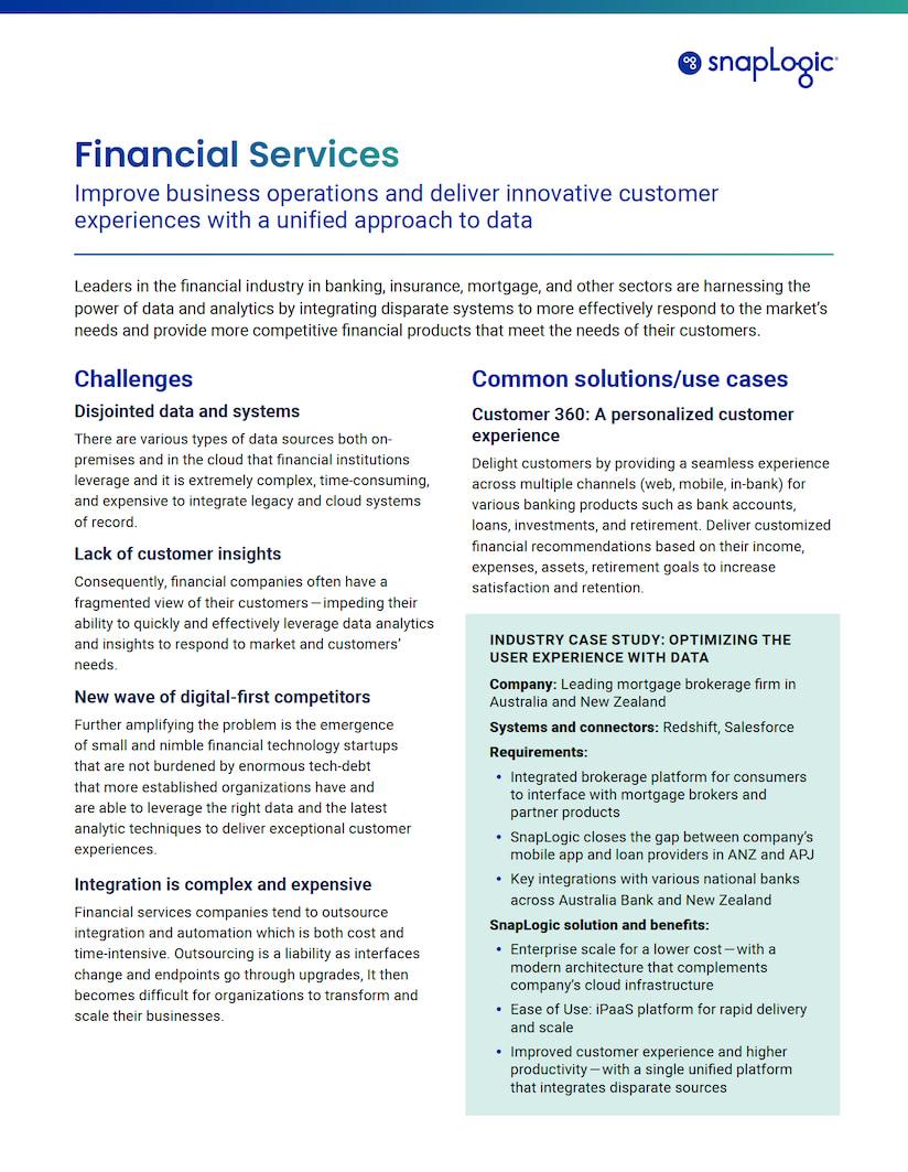 SnapLogic Financial Services Industry Brief thumbnail