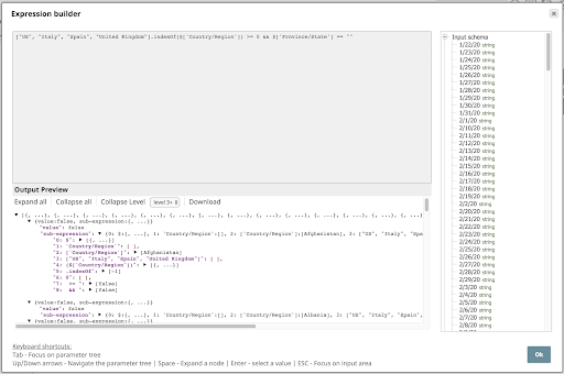 Figure 8: Expression builder interface for the Filter Snap