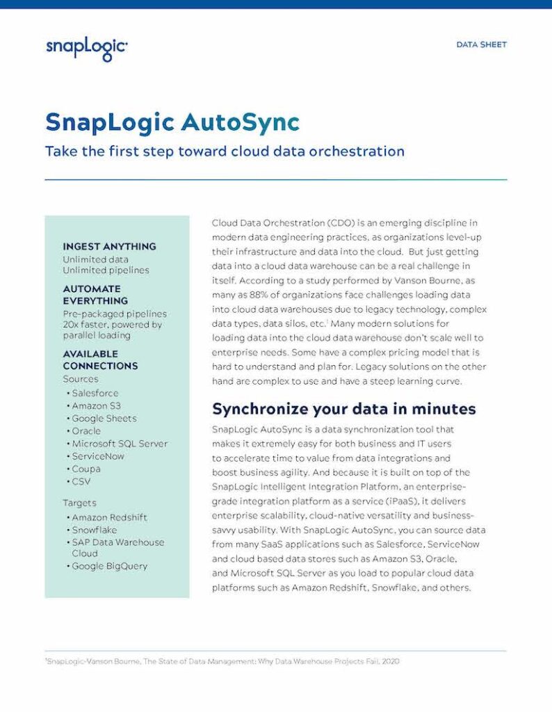 SnapLogic AutoSync SnapLogic