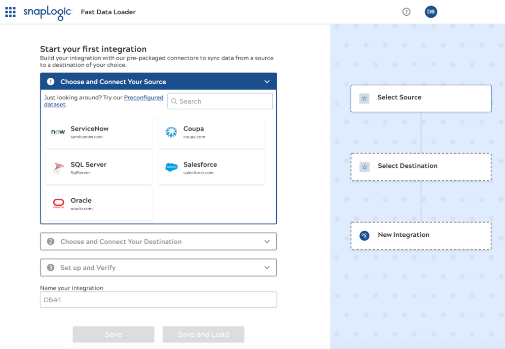 Screenshot van SnapLogic Fast Data Loader software.