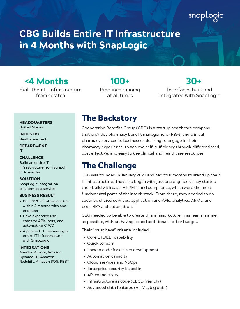CBG Builds Entire IT Infrastructure in 4 Months with SnapLogic