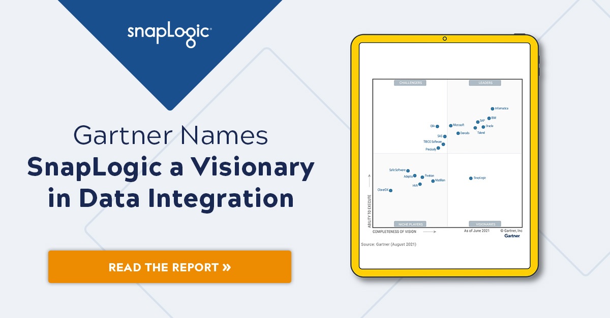SnapLogic the Sole Visionary in Gartner's® 2021 Data Integration Tools