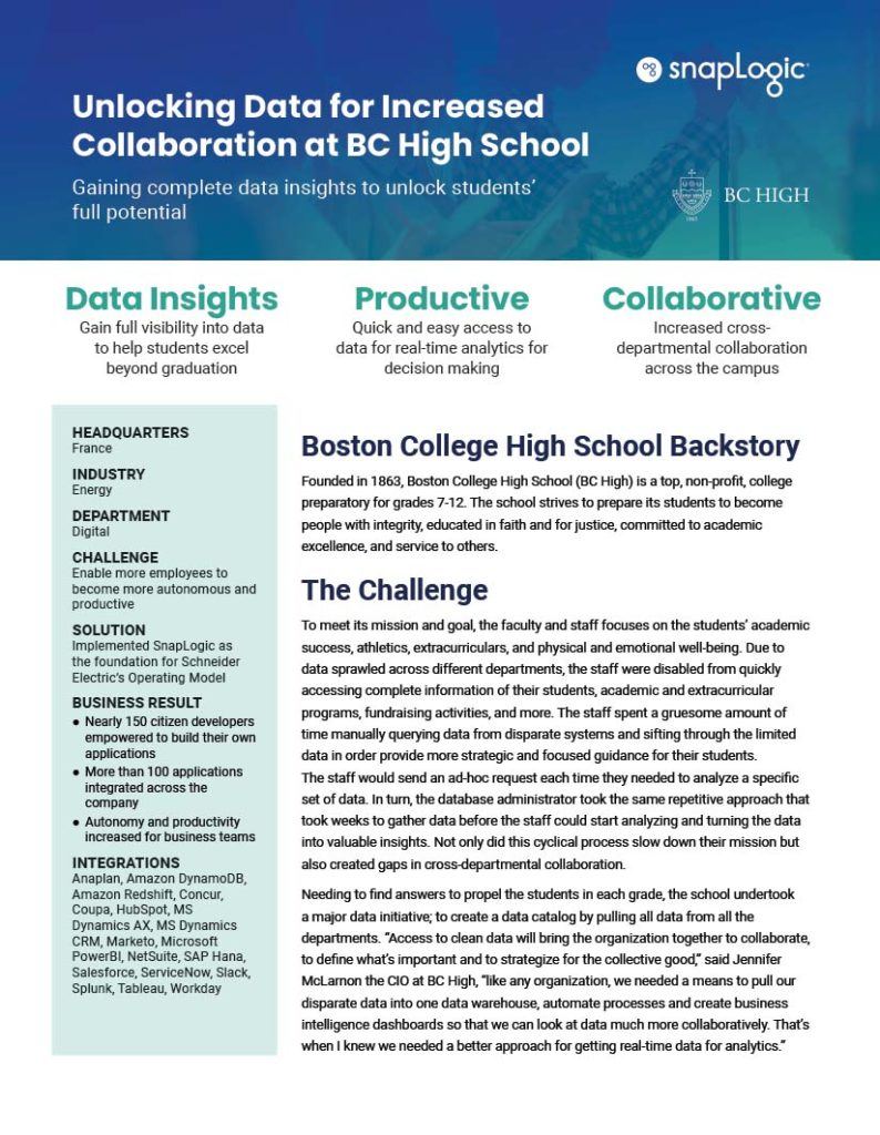 Unlocking Data for Increased Collaboration at BC High School case study preview