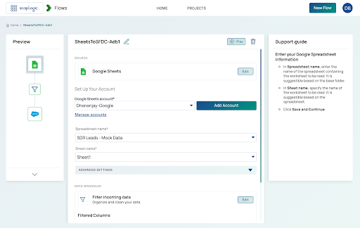 Schema van SnapLogic Flows.