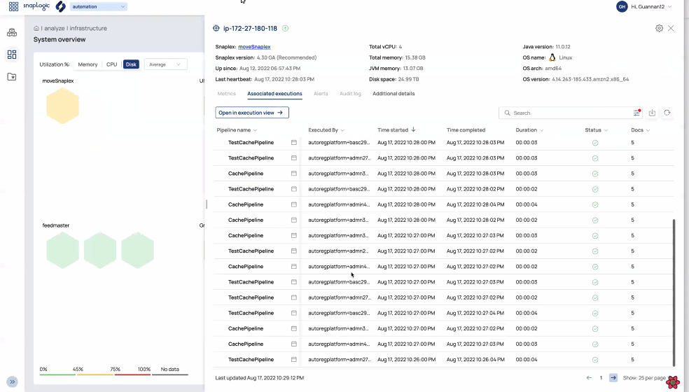 Detailed node level view in the New Infrastructure view