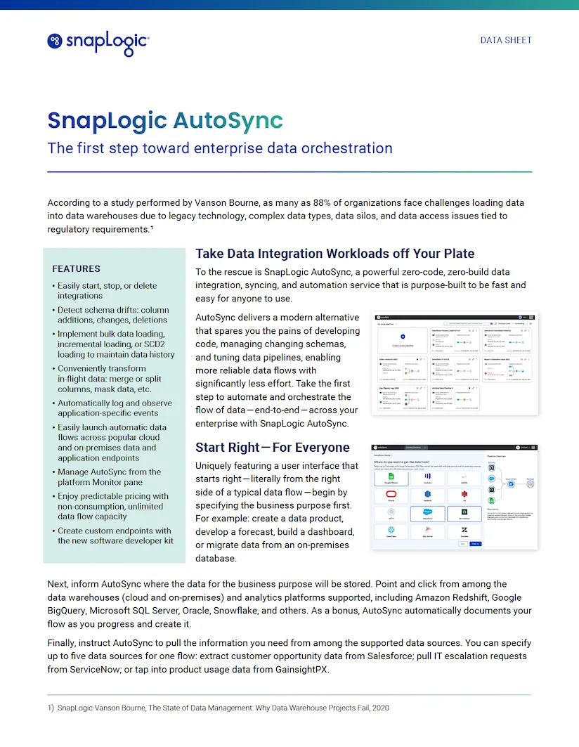 SnapLogic AutoSync Data Sheet thumbnail