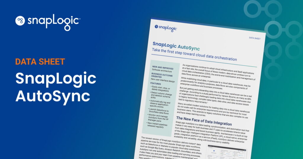 SnapLogic AutoSync data sheet feature