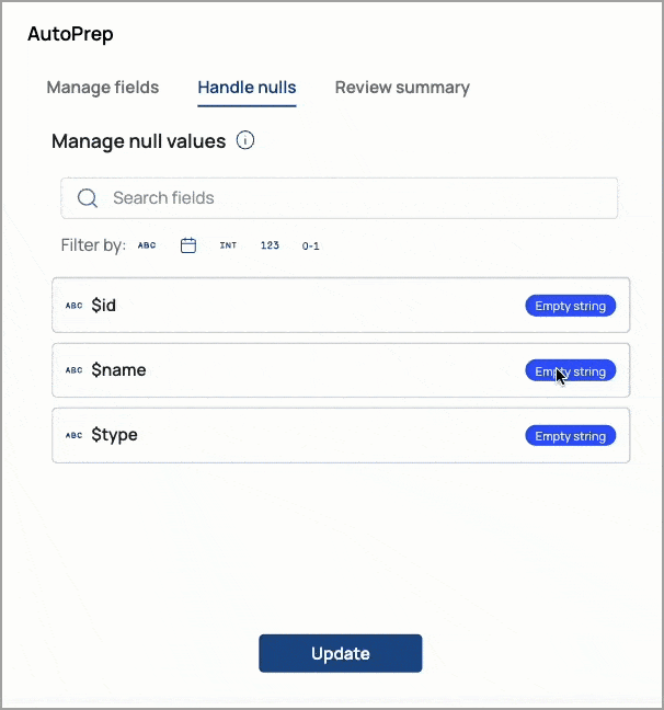 Setting rules for handling null values in AutoPrep