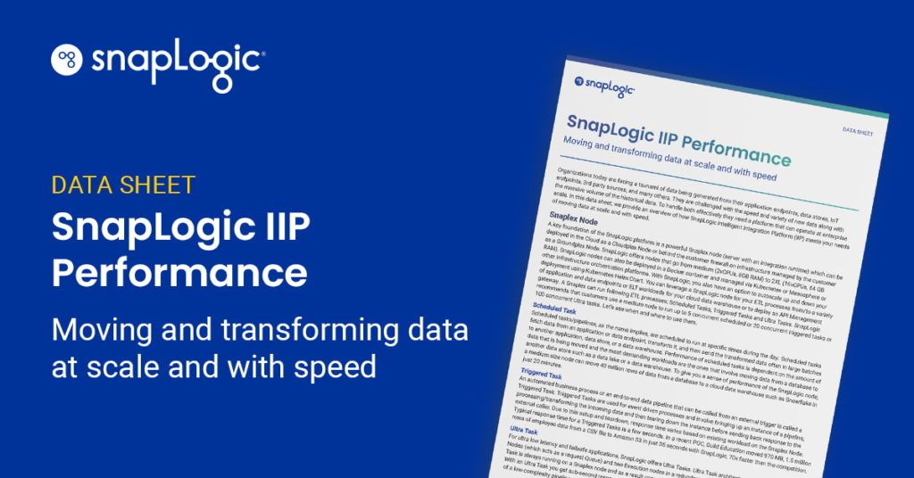 SnapLogic IIP Performance datas sheet feature