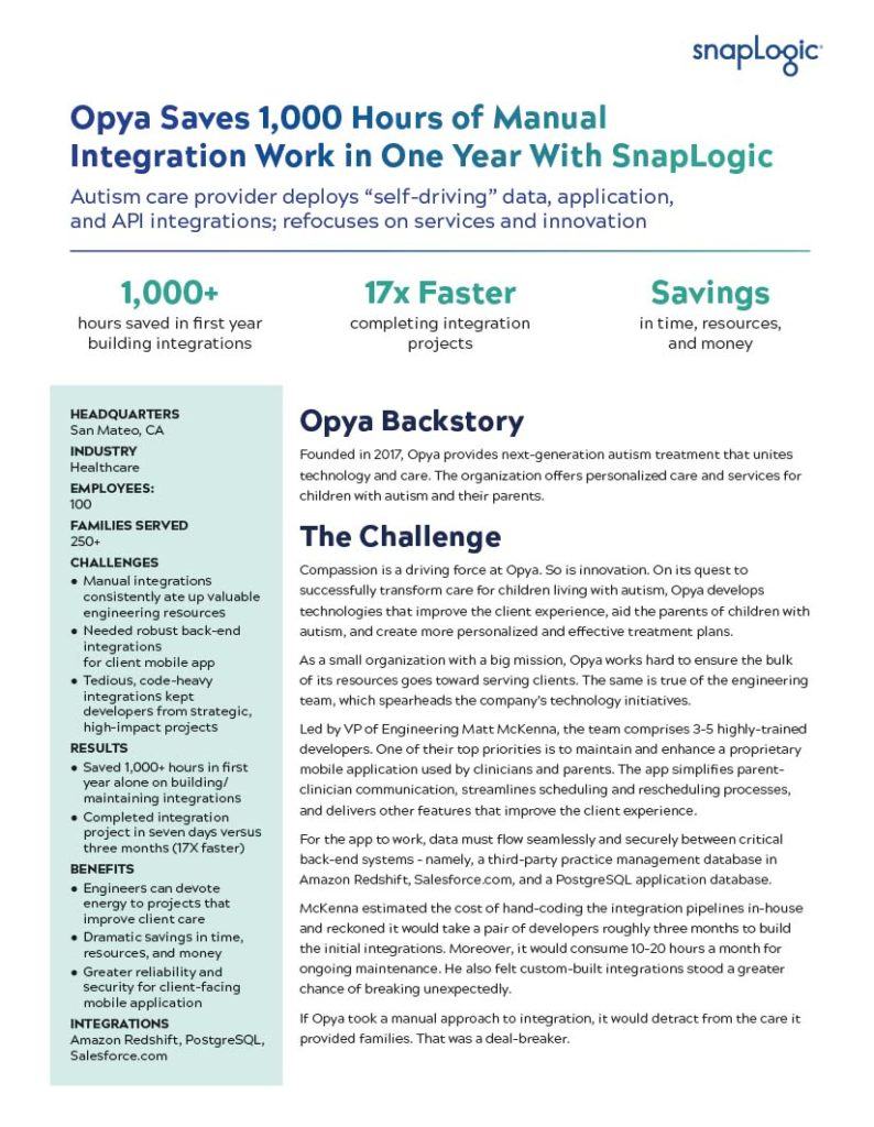Opya Saves 1,000 Hours of Manual Integration Work in One Year with SnapLogic preview