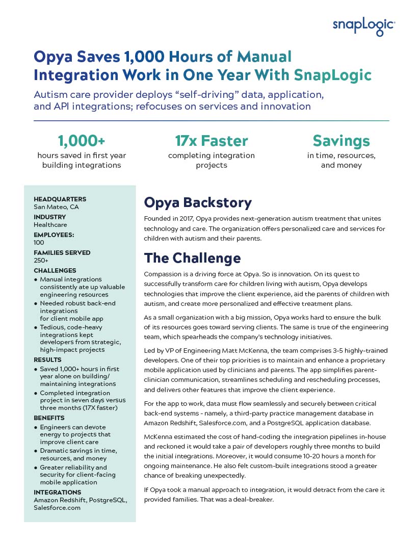 Opya Saves 1,000 Hours of Manual Integration Work in One Year with SnapLogic preview