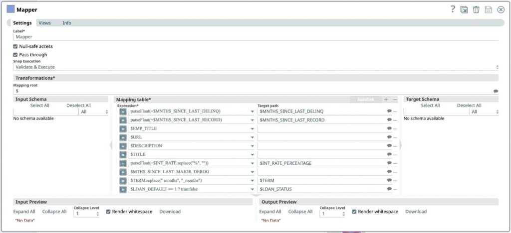 Mapper Snap settings