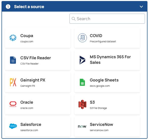 AutoSync menu of source endpoints