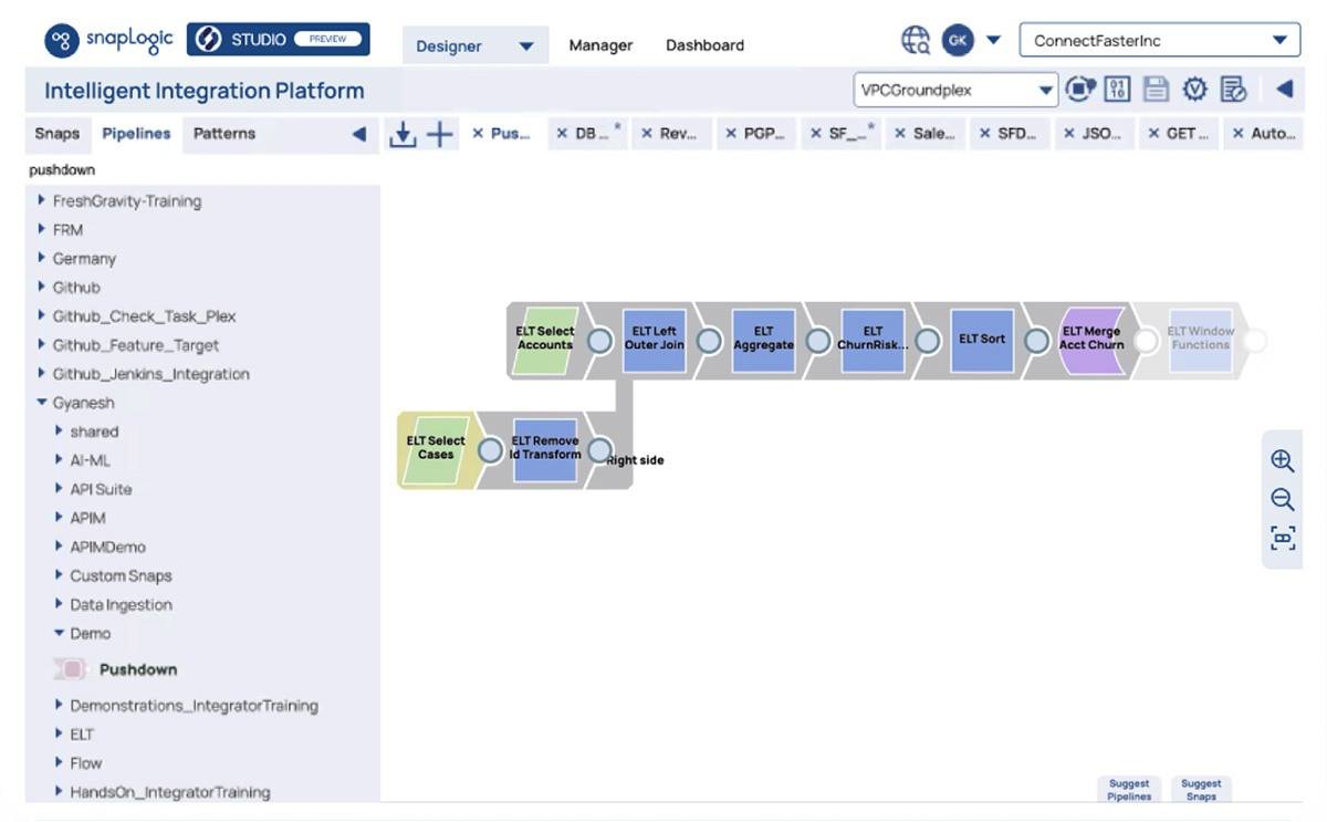 Screenshot of data integration