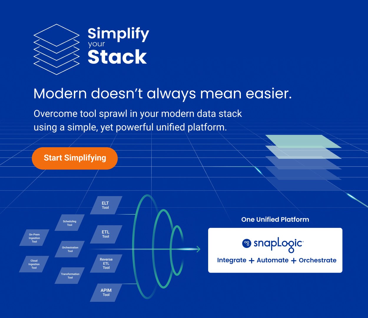 Simplify Your Stack, Modern doesn't always mean easier. Overcome tool sprawl in your modern data stack using a simple, yet powerful unified platform.