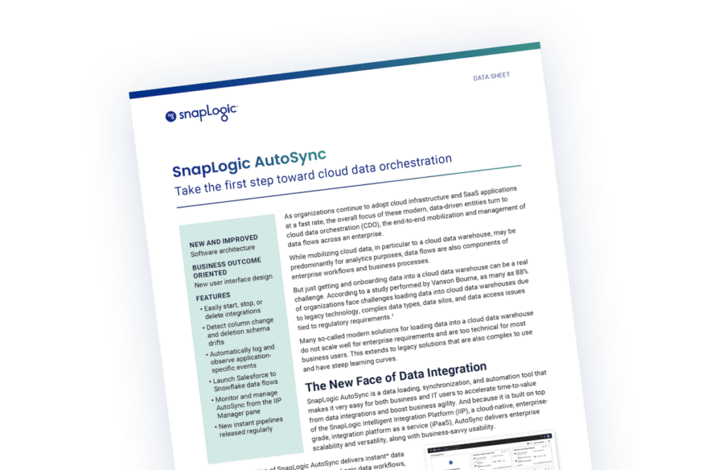 SnapLogic AutoSync data sheet promo preview