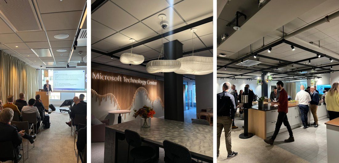 Collage von Reden und Netzwerken auf den Microsoft-Veranstaltungen in Norwegen und Schweden