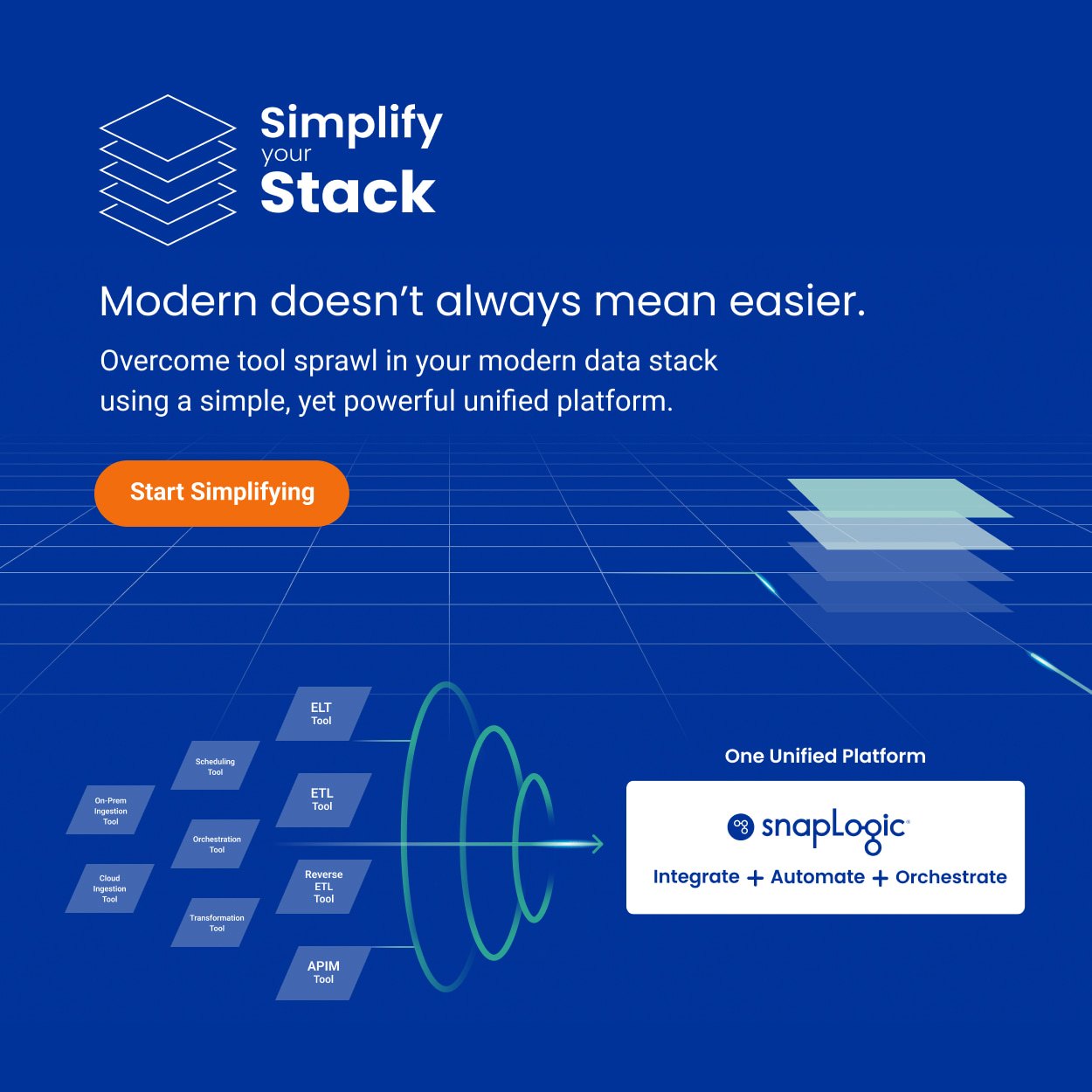 Simplify Your Stack, Modern doesn't always mean easier. Overcome tool sprawl in your modern data stack using a simple, yet powerful unified platform.