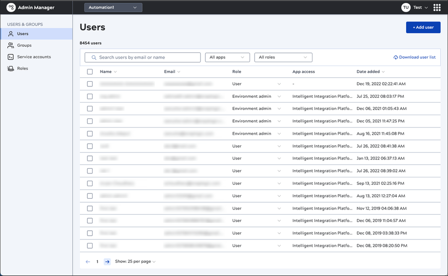 Neuer Admin Manager mit der Benutzerverwaltungsoberfläche