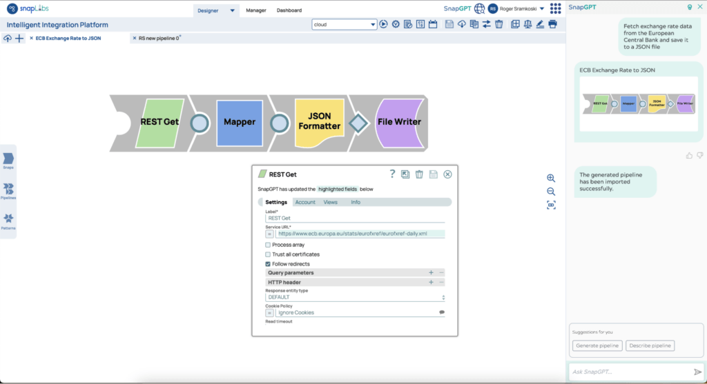 Example of fetching exchange data from third-party API