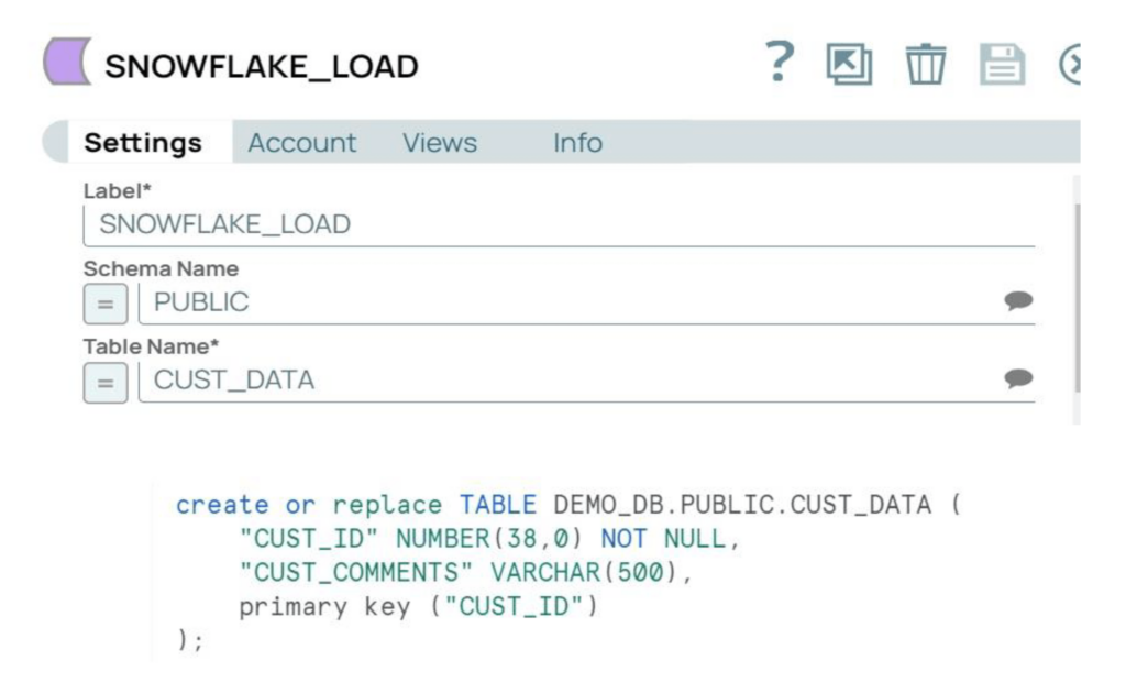 Schermata Snowflake_Load su SnapLogic