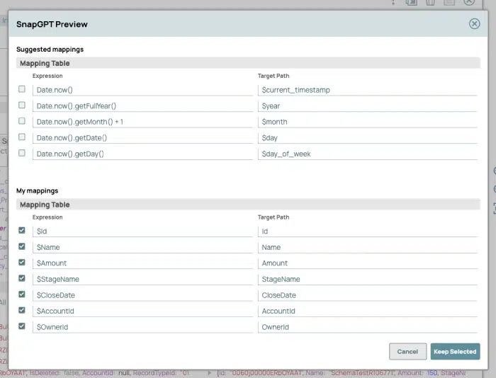 SnapGPT mapping preview