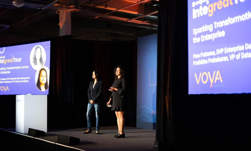 Paru Puttanna and Prathibha Prabakaran (Voya Financial) outline their journey to establish an integrated data platform at the Integreat Tour in San Francisco