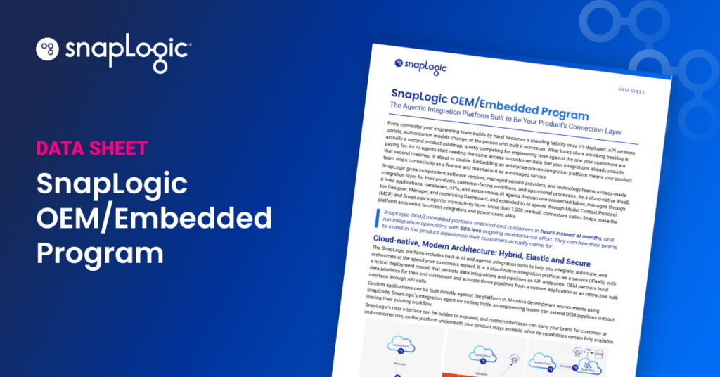 SnapLogic OEM Embedded Program data sheet feature